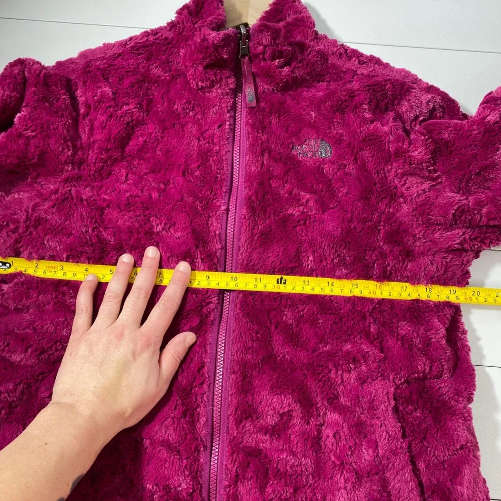 The North Face Reversible Mossbud Swirl Jacket Girls XL 18 Pink Butterfly Fleece